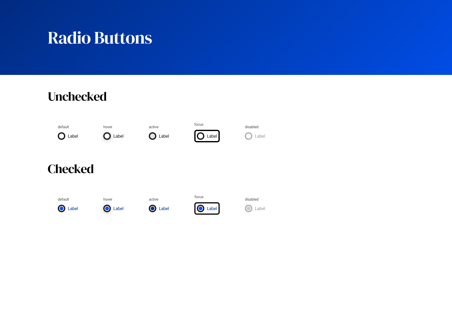 Unchecked and Checked Radiobuttons from the Boost Design System